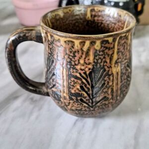 Artisan Ceramic Mug with Leaf Pattern